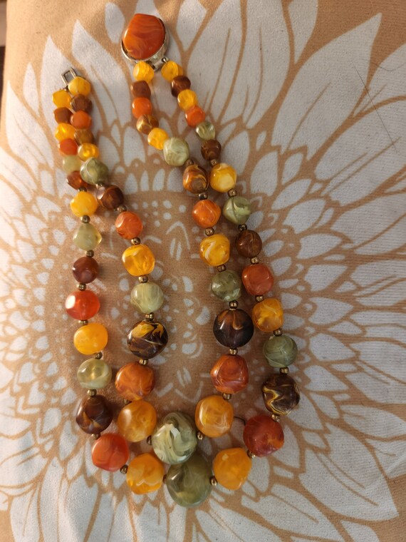 Kramer Chunky Double Stranded Marbled Lucite Vint… - image 5