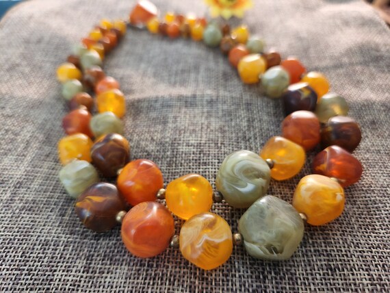 Kramer Chunky Double Stranded Marbled Lucite Vint… - image 10