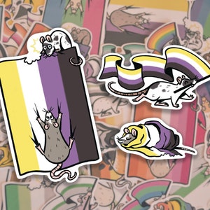 Nonbinary Pride Rat Vinyl Stickers | Cute LGBT+ Sticker Set | Love is Love | Love Wins