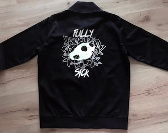 HAND PRINTED Fully Sick glow in the dark bomber jacket / screen printed apparel / alternative fashion / jackets and coats / rat skull design