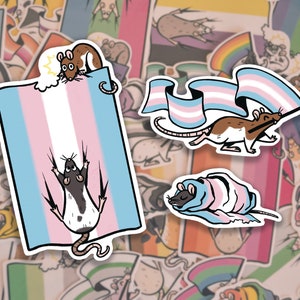 Trans Pride Rat Vinyl Stickers | Cute LGBT+ Sticker Set | Love is Love | Love Wins