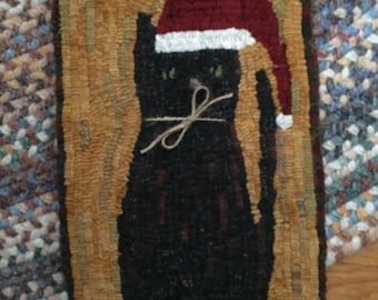 Santa Cat rug hooking pattern