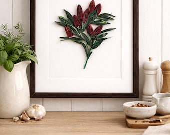Hot Pepper Plant Art Print – Botanische keukenmuurkunst 8 x 10