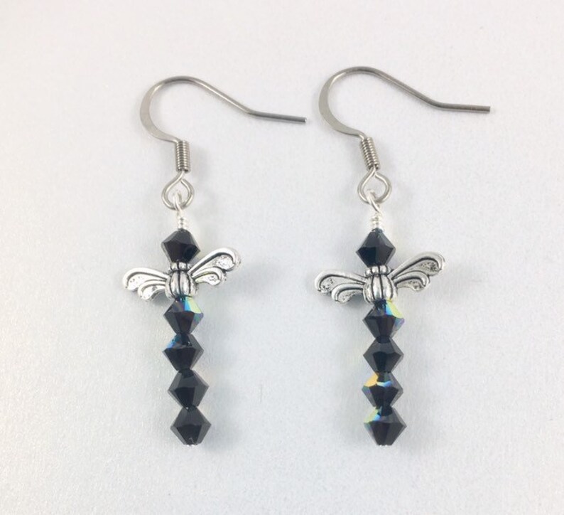 Faceted Crystal Gifts For Her Totem Dragonflies Outlander Jewelry Celtic Jewellery Handmade Gift Memorial Keepsake Dragonfly Earrings