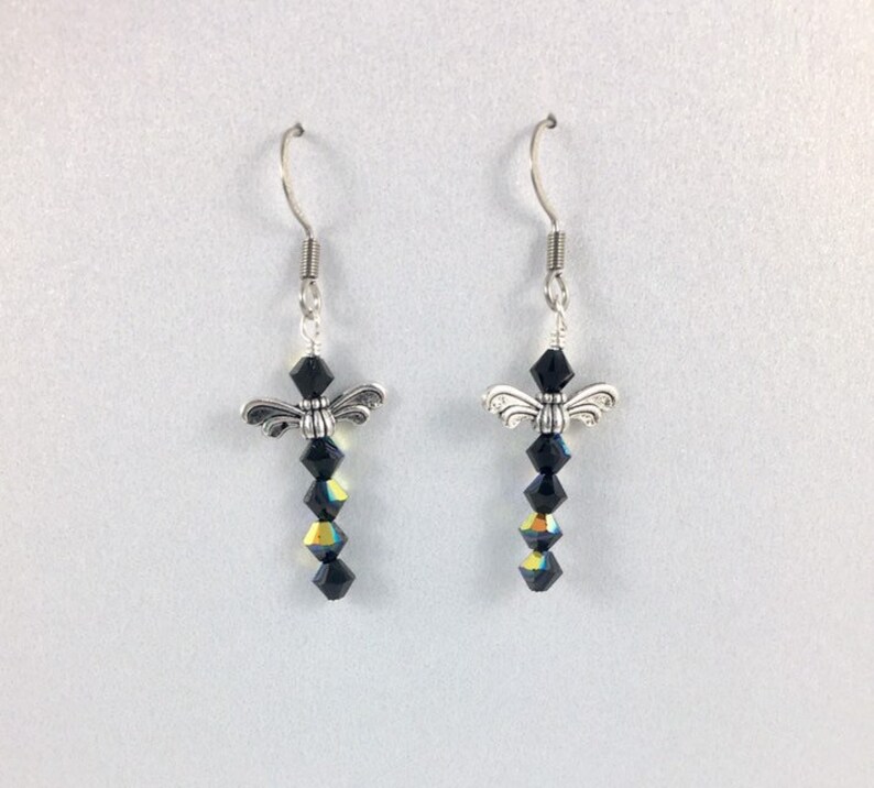Faceted Crystal Gifts For Her Totem Dragonflies Outlander Jewelry Celtic Jewellery Handmade Gift Memorial Keepsake Dragonfly Earrings