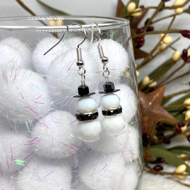 For Women Christmas Gifts for Mom Snowman Earrings Stocking Stuffers for Her White Elephant Gifts For Co-Worker Christmas Earrings