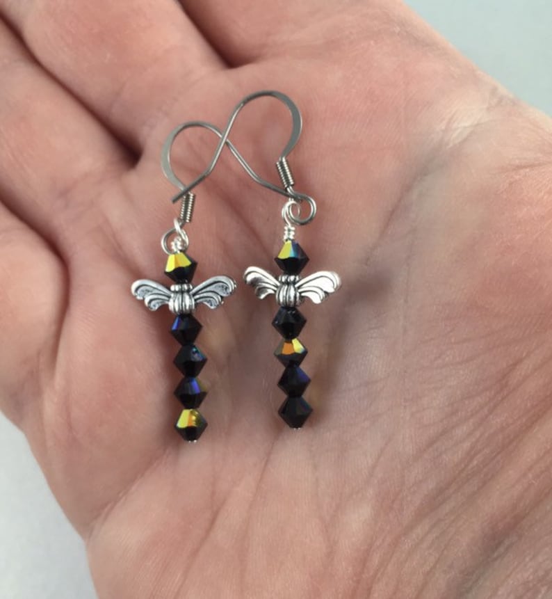 Faceted Crystal Gifts For Her Totem Dragonflies Outlander Jewelry Celtic Jewellery Handmade Gift Memorial Keepsake Dragonfly Earrings