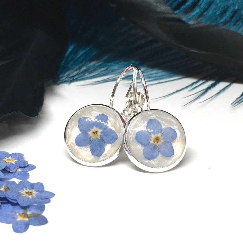 Me Not Earrings Pressed Flower Earrings Real Flower Etsy
