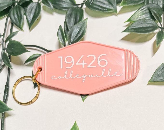 Hometown Retro Motel Keychain | Zip Code Keychain | State Keychain ...