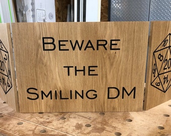 D&D Dungeon Master Screen - Hardwood Custom Laser Engraved Dungeons and Dragons DM Screen