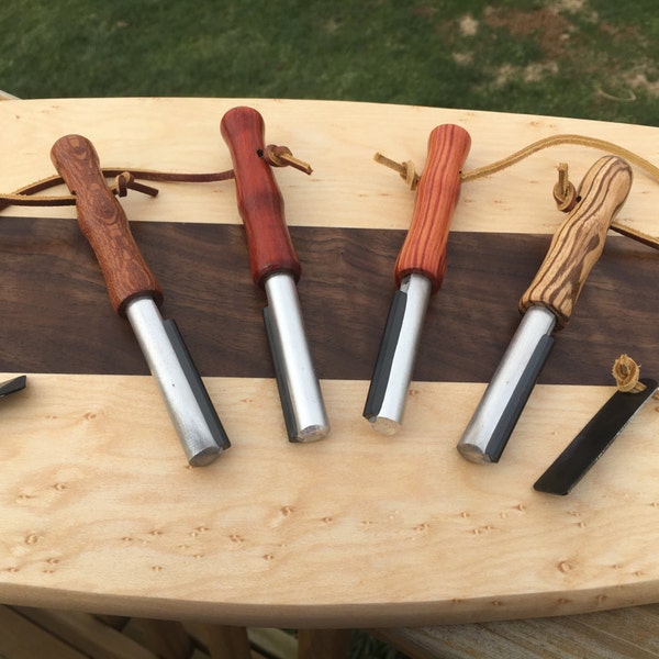 Handmade Wood Fire Starter: Flint, Steel, Magnesium with Compass
