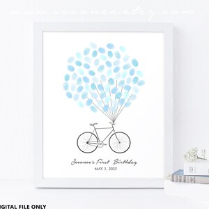 Bike Fingerprint Guestbook Bicycle Birthday Thumbprint - Etsy