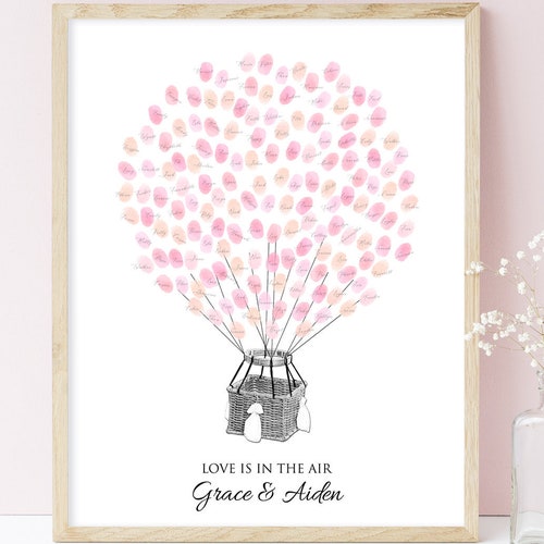 Hot Air Balloon Guestbook Alternative Wedding Thumbprint Etsy