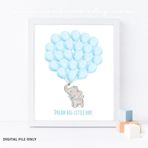Libro degli ospiti del palloncino elefante, libro degli ospiti dell'acquazzone del bambino dell'elefante, accedi al libro degli ospiti, accedi al palloncino, regalo di compleanno del ragazzo elefante File digitale