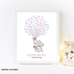 Elefanten Fingerabdruck Gästebuch Alternative, Baby Shower Fingerabdruck Gästebuch, Geburtstagsgeschenk, Mama zu sein Geschenk, Digitale Datei zum Ausdrucken