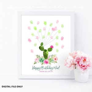 Kaktus Fingerabdruck Gästebuch, Sukkulenten Baby-Dusche Fingerabdruck Poster, Kaktus Brautparty Geschenk, Kaktus Geburtstagsgeschenk Digitale Datei