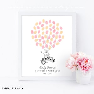 Baby Fingerprint Guestbook, Bicycle Baby shower, Birthday Thumbprint Guest book gift, Baby bicycle Nursery art gift, Digital file printable