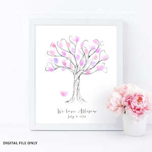 Fingerprint tree guestbook, Thumbprint guest book, Birthday, Baby shower gift, Bridal shower, Wedding, Family tree Printable digital file
