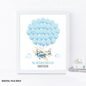 Flugzeug Unterschrift Gästebuch, Zeichen in Poster, Zeichen in Ballon, Baby-Dusche-Geschenk, Flugzeug Thema Geburtstagsgeschenk, Zeichen in Gästebuch printable