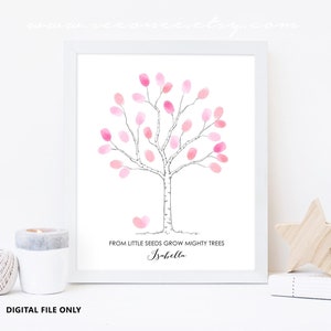 Fingerabdruck Baum Gästebuch Alternative, Stammbaum Poster, Geburtstag Fingerabdruck Baum Gästebuch digitale Datei druckbare Baby Shower Gästebuch