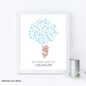 Sea Otter Baby Shower Guestbook, Fingerprint Art Printable, Birthday Thumbprint Guestbook, Otter Baby Shower Gift Birthday Gift Digital File