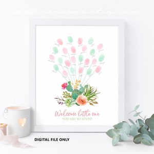 Alternativa al libro degli ospiti delle impronte digitali di Cactus, regalo del libro degli ospiti con impronte digitali per la doccia per bambini Cactus, decorazioni per feste succulente File digitale stampabile