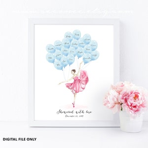 Ballerina Guestbook, Signature guestbook poster, sign in guestbook, sign in balloons, bridal shower gift, bride to be gift, birthday gift