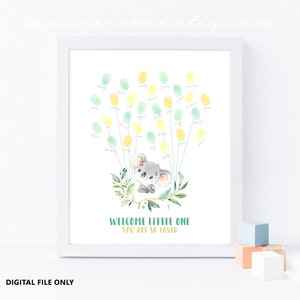 Koala Fingerabdruck-Gästebuch Alternative, Koala Baby-Dusche-Gästebuch, Geburtstag Fingerabdruck Gästebuch Poster, Mom to be Geschenk Digitale Datei