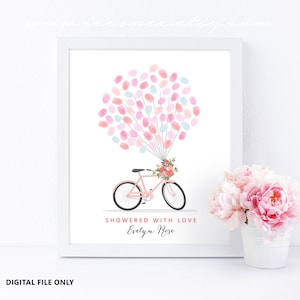Livro de visitas com impressão digital de bicicleta, livro de visitas com impressão digital do chá de panela, presente de aniversário, chá de bebê, pôster para impressão de presente de agradecimento do professor
