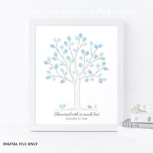 Fingerprint tree guestbook alternative, thumbprint fingerprint guest book poster, baby shower gift, family tree, birthday gift, Digital file