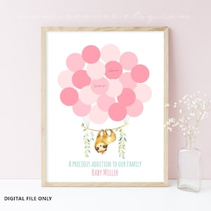 Faultier Babyparty Gästebuch Alternative, Signature Poster Alternative, Faultier Baby Mädchen Geburtstagsgeschenk, Faultier Mama To Be Geschenk Digitale Datei