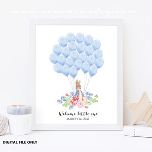 Libro degli ospiti di Peter Rabbit, libro degli ospiti della firma, palloncino di accesso, poster di accesso, regalo per la doccia per bambini, regalo di compleanno, ricordo del bambino, file digitale