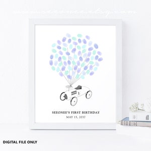 Fingerabdruck-Gästebuch, Baby-Dusche-Geschenk, Fingerabdruck-Gästebuch-Alternative, Tretauto, digitale Datei Kinderzimmer Kunst Printable