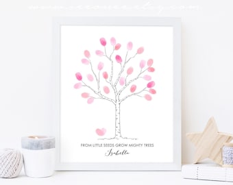 Fingerprint tree guest book alternative, Family tree poster, Birthday Thumbprint tree guestbook digital file printable Baby shower guestbook