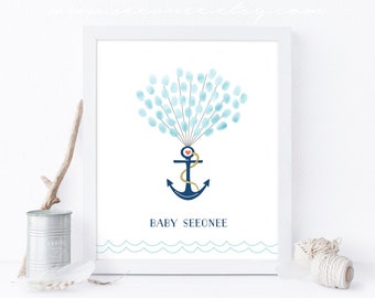 Ship Anchor Thumbprint Guest book Alternative, Sail Fingerprint Guestbook, Boat Anchor Baby Shower, Nautical Birthday Gift, DIGITAL FILE