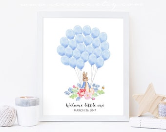 Peter rabbit Guest book, Signature guestbook, Sign in balloon, Sign in poster, baby shower gift, birthday gift, Baby keepsake, digital file