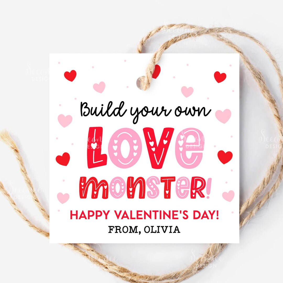Build Your Own Monster Valentine's Day Gift Tag Template Printable Love ...