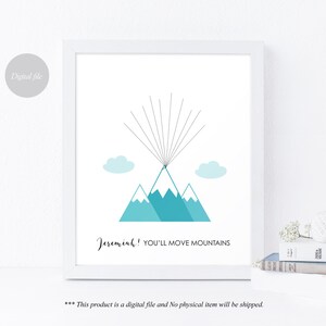 Kid You'll Move Mountains Fingerprint Guestbook, Mountain Thumbprint ...