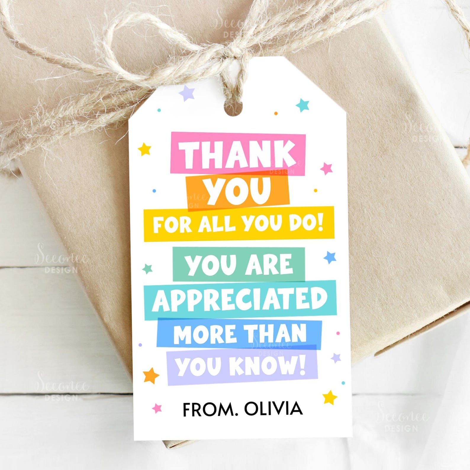 Thank You for All You Do Gift Tag Printable Appreciation Week Gift Tags ...