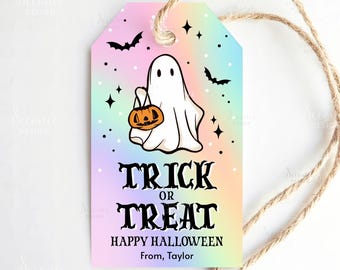 Printable Trick Or Treat Halloween Tag, Happy Halloween Printable Gift Tag, Halloween Party Favor Bag Tag For School Kids Classmate Coworker