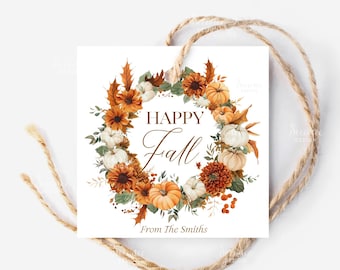 Etiqueta de regalo de otoño imprimible, etiqueta de regalo de Acción de Gracias para maestros, personal de la escuela, equipo, compañero de trabajo, empleado, etiquetas de regalo de otoño editables