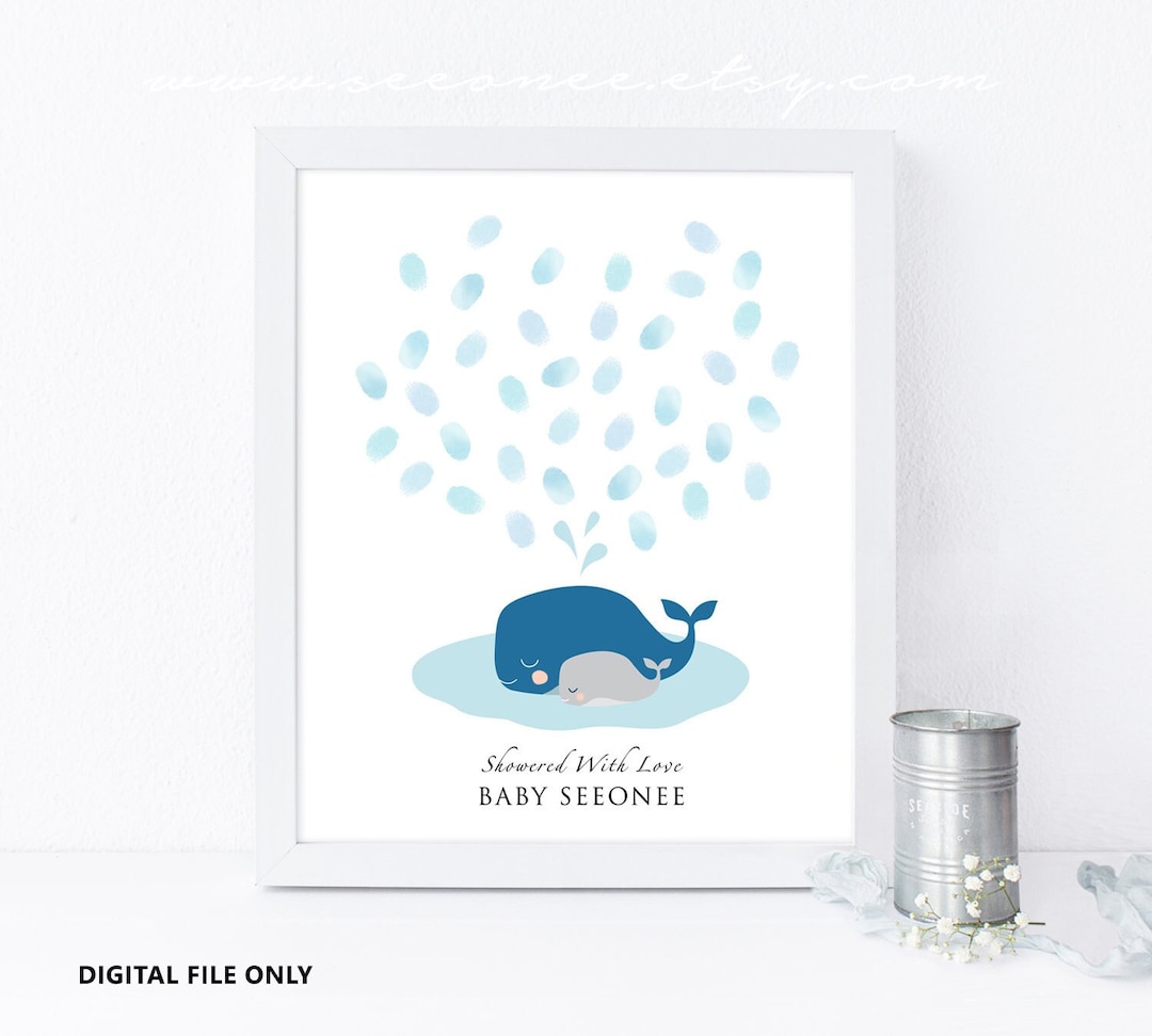 Whale Fingerprint Guestbook, Thumbprint Guest Book Alternative ...