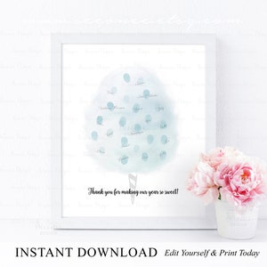 INSTANT DOWNLOAD Editable Cotton Candy Fingerprint Art, Sweet Teacher Appreciation Gift Printable, End of Year Candy Floss Thumbprint Poster