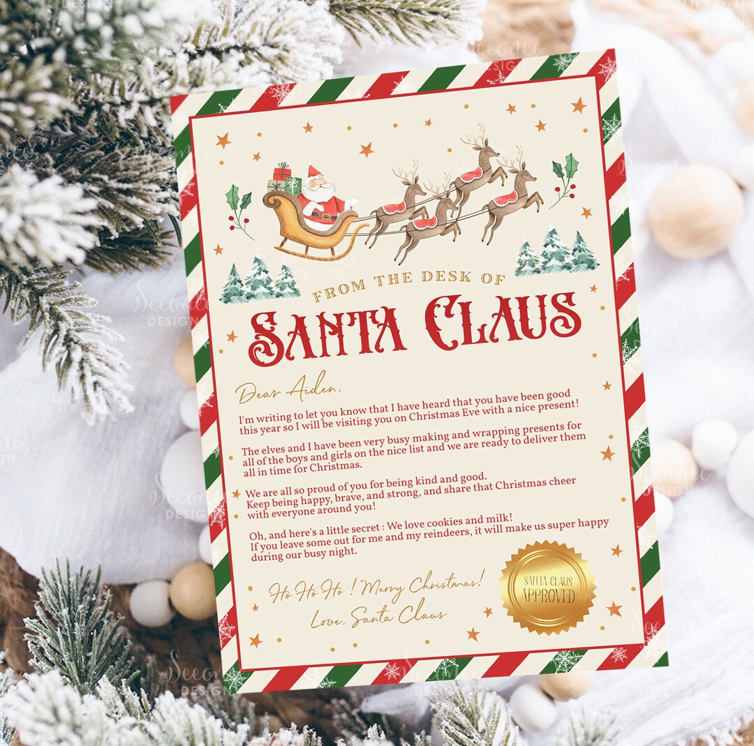 Printable From the Desk of Santa Claus Letter, Letter From Santa Claus