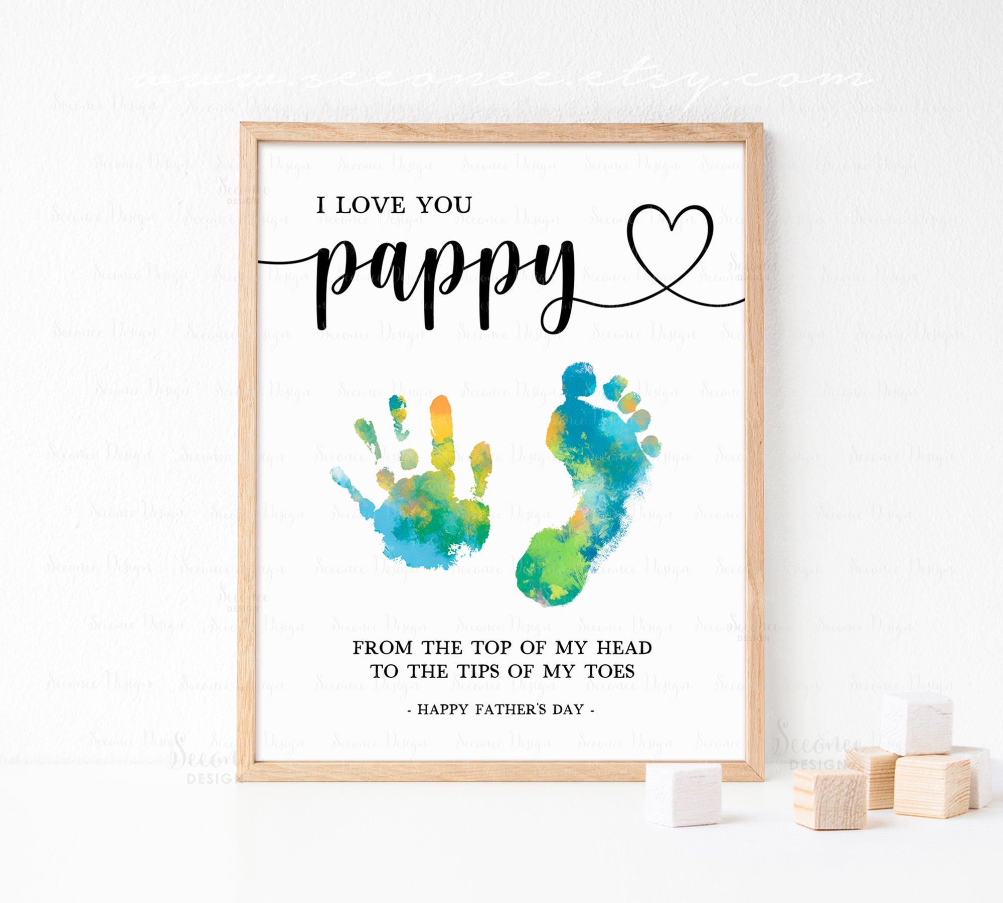 Pappy Fathers Day Handprint Footprint Art Craft Gift, Fathers Day