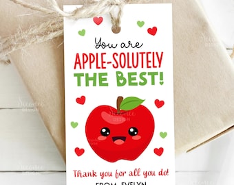 Apple Appreciation Week Presentetikett, You Are Apple - Absolut de bästa presentetiketterna Utskrivbara Skollärare Personal Kollega Apple Tacketiketter