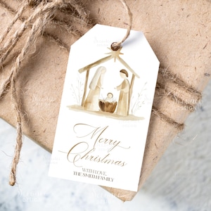 Christmas Nativity Gift Tag Template Printable Religious Merry Christmas Favor Tag Editable Christian Present Tags Instant Download Digital