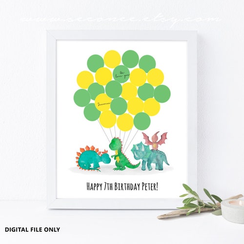 Baby Shower Guest Book Alternative Dinosaur Children Kid - Etsy