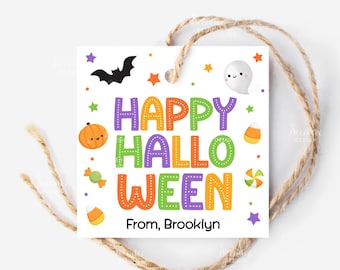 Happy Halloween Gift Tag Printable, Halloween Trick Or Treat Bag Tag, Halloween Favor Personalized Gift Tag School Staff Teacher Classmate