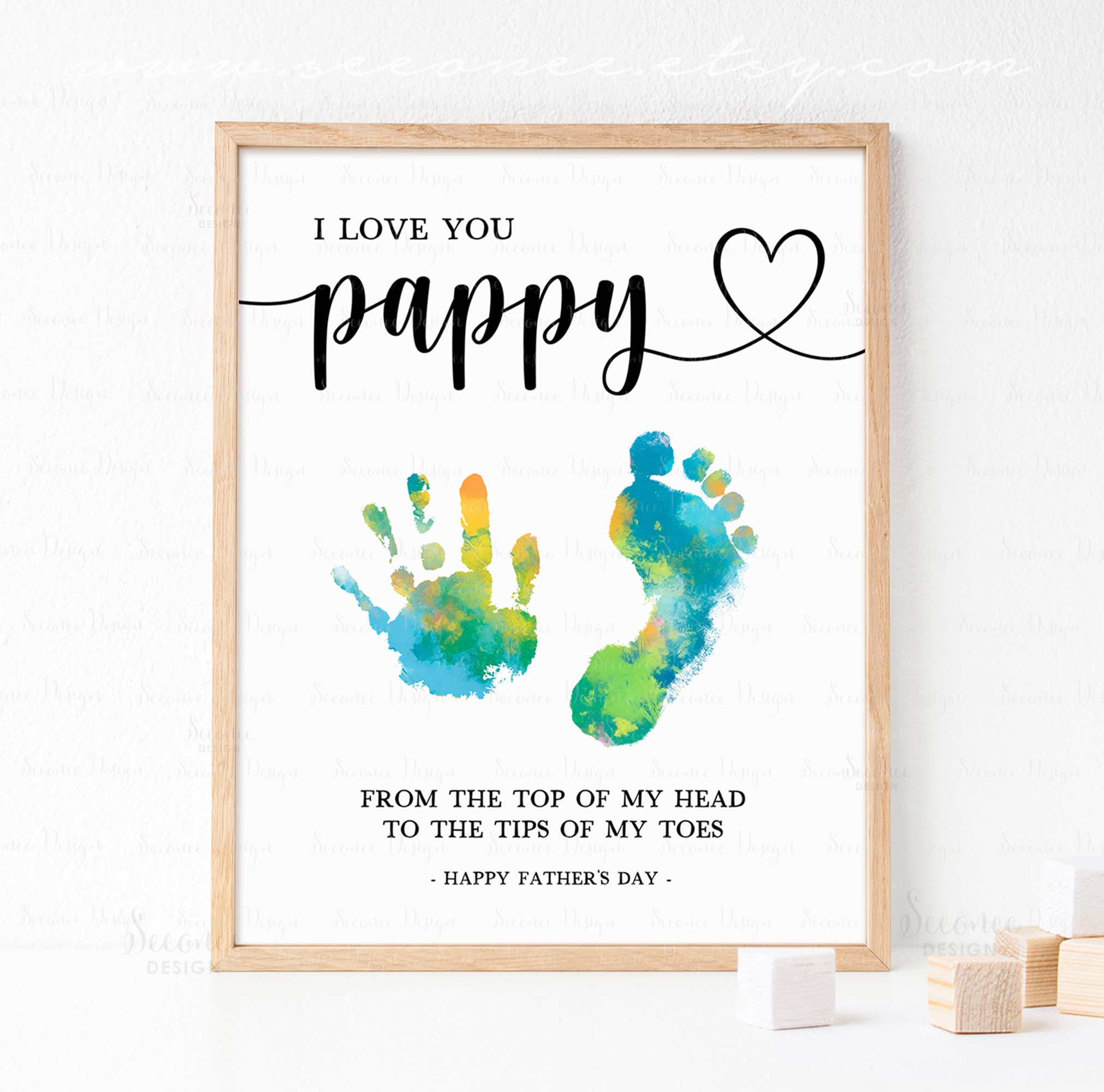 Pappy Fathers Day Handprint Footprint Art Craft Gift, Fathers Day